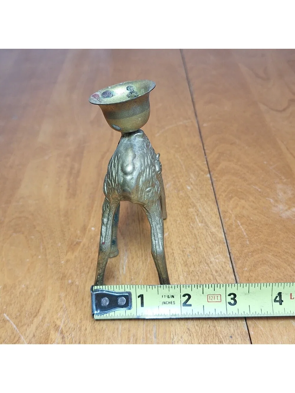 Vintage Brass Deer Candle Holder 4.75